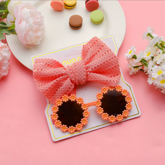 Flower Sunglasses & Bow Set